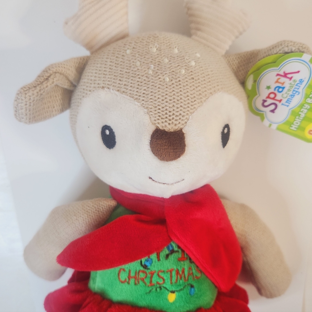 Spark Create Imagine Reindeer My First Christmas Rattle Toy Plush  NWT